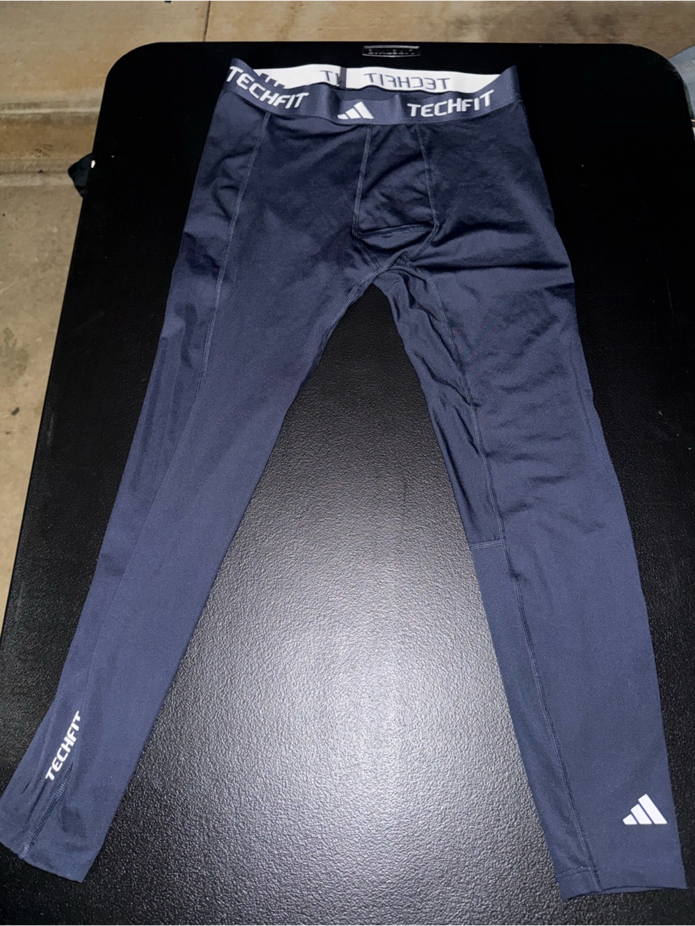 adidas Techfit Compression Tights in Navy with White Logo